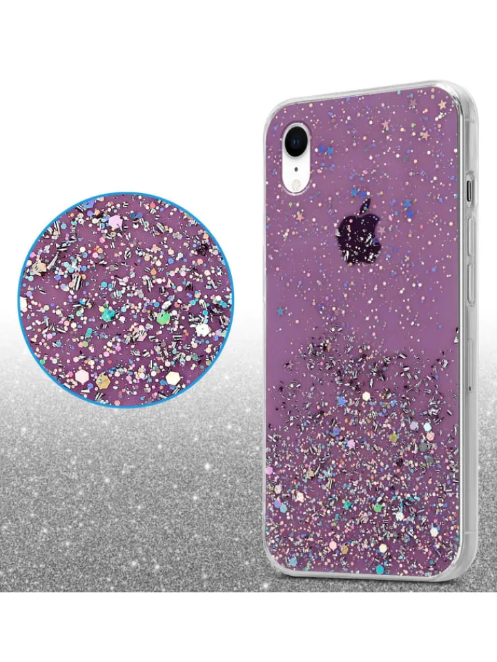 cadorabo Smartphones & Zubehör<Hülle für Apple iPhone XR Glitter in Lila mit Glitter