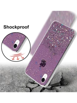 cadorabo Smartphones & Zubehör<Hülle für Apple iPhone XR Glitter in Lila mit Glitter