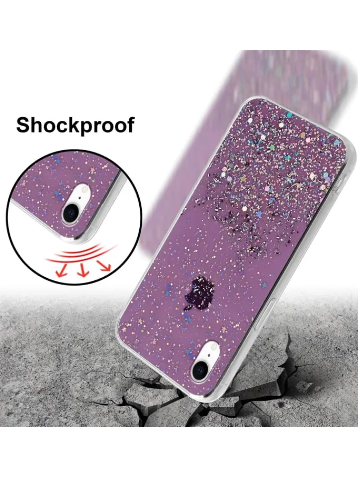 cadorabo Smartphones & Zubehör<Hülle für Apple iPhone XR Glitter in Lila mit Glitter