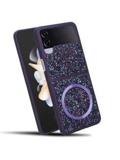 cadorabo Smartphones & Zubehör<Hülle für Samsung Galaxy Z FLIP 4 Glitzer Schutzhülle in Lila