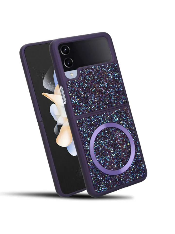 cadorabo Smartphones & Zubehör<Hülle für Samsung Galaxy Z FLIP 4 Glitzer Schutzhülle in Lila
