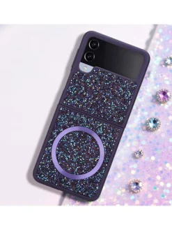 cadorabo Smartphones & Zubehör<Hülle für Samsung Galaxy Z FLIP 4 Glitzer Schutzhülle in Lila