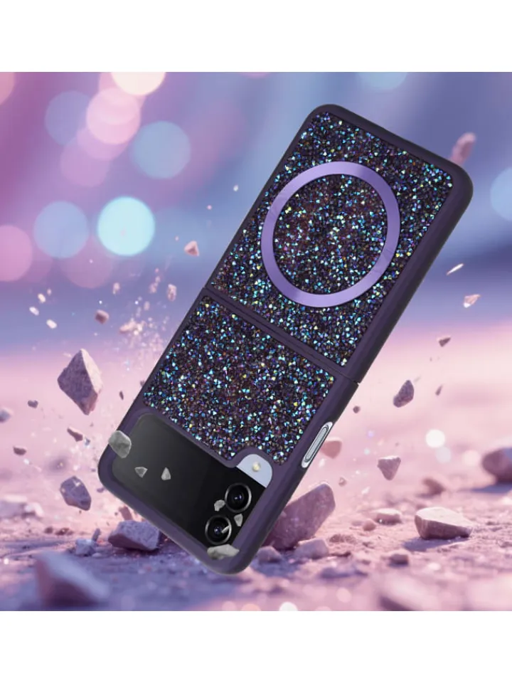 cadorabo Smartphones & Zubehör<Hülle für Samsung Galaxy Z FLIP 4 Glitzer Schutzhülle in Lila