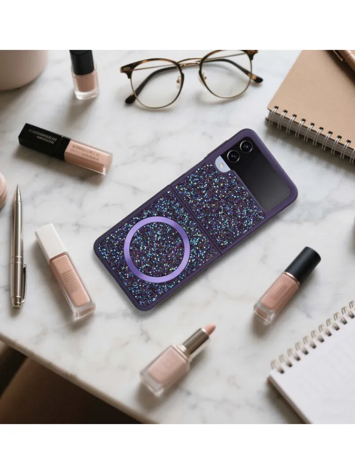 cadorabo Smartphones & Zubehör<Hülle für Samsung Galaxy Z FLIP 4 Glitzer Schutzhülle in Lila