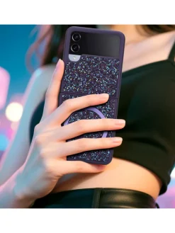 cadorabo Smartphones & Zubehör<Hülle für Samsung Galaxy Z FLIP 4 Glitzer Schutzhülle in Lila