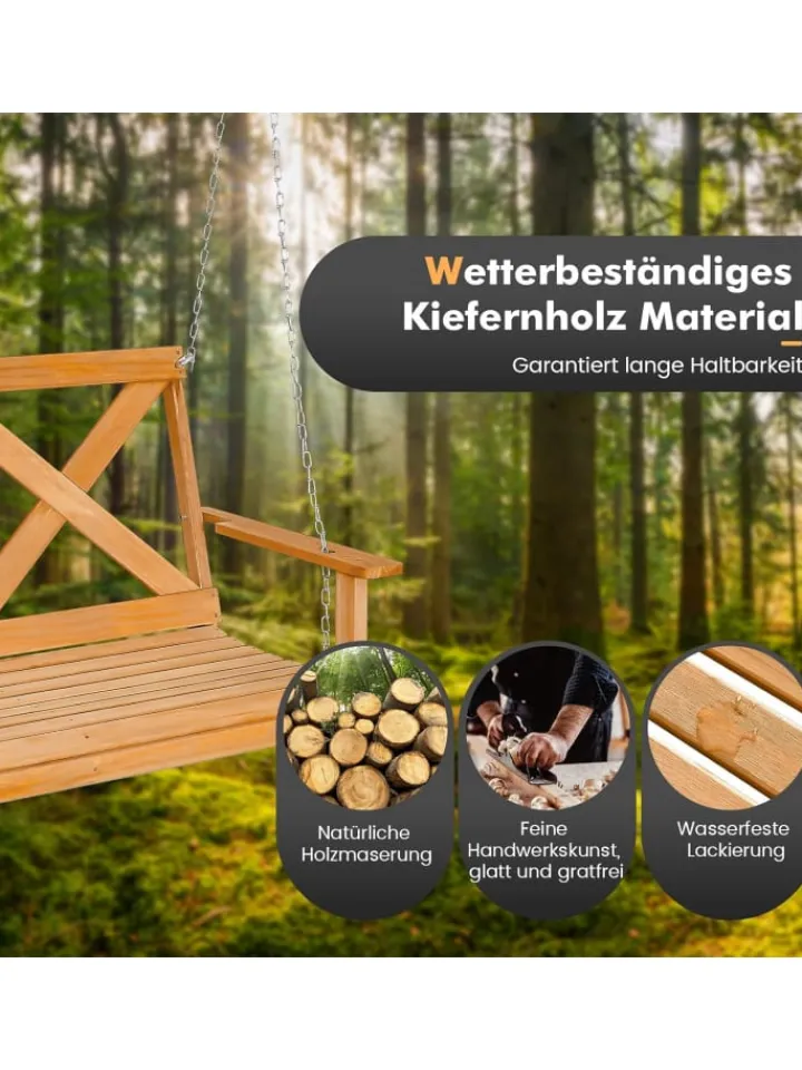 COSTWAY Gartenmöbel<Hängebank 2-Sitzer in Beige