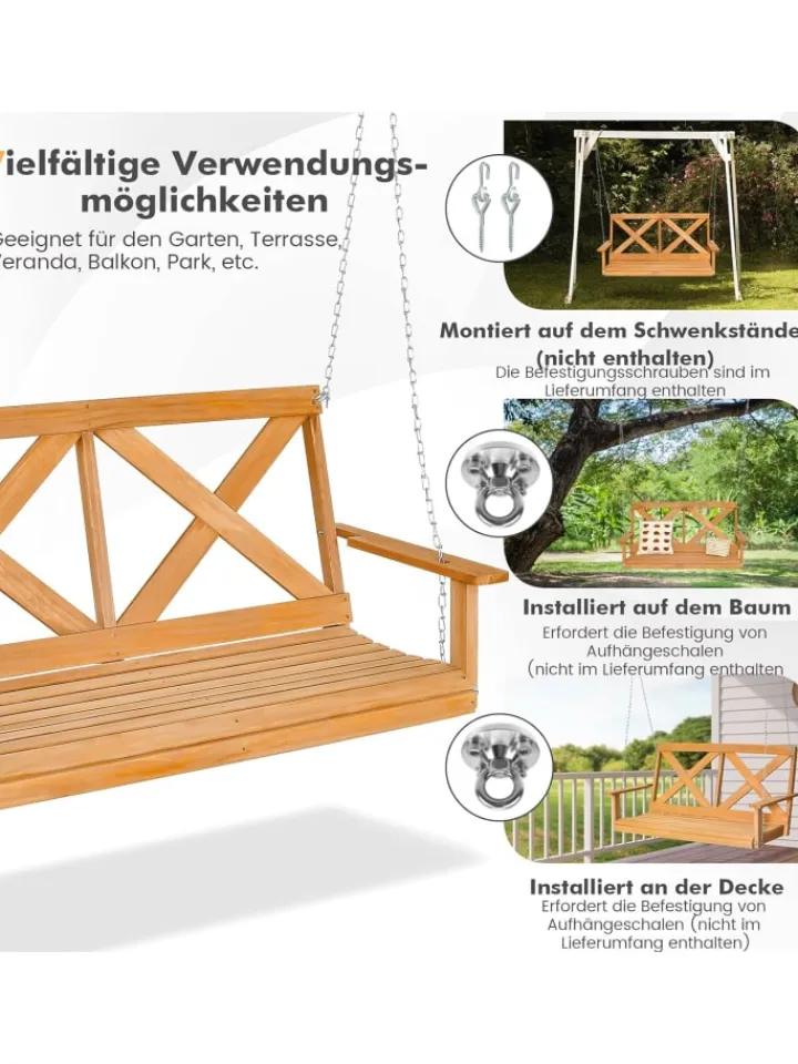 COSTWAY Gartenmöbel<Hängebank 2-Sitzer in Beige