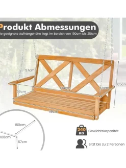 COSTWAY Gartenmöbel<Hängebank 2-Sitzer in Beige