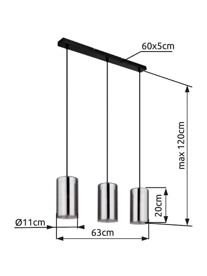 Globo lighting Decken- & Hängeleuchten<Hängeleuchte "Annika" in Schwarz/ Grau - (B)63 cm