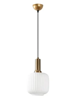 Opviq Decken- & Hängeleuchten<Hängeleuchte "Asker" in Weiß/ Gold - (H)118 x Ø 20 cm