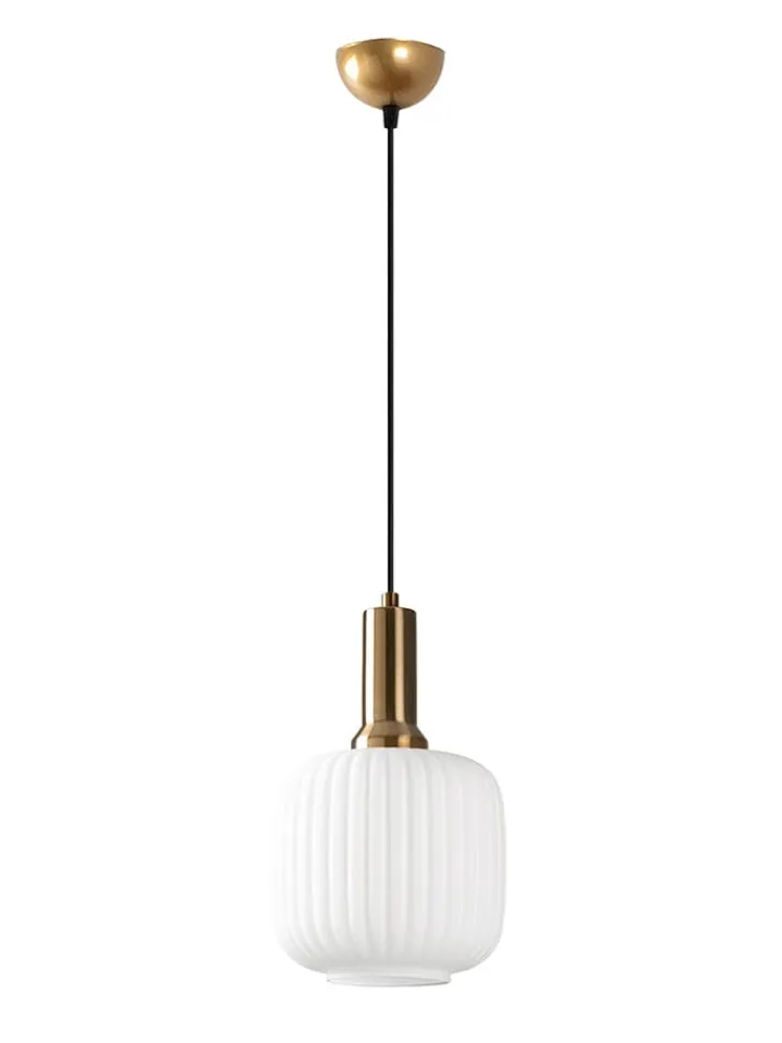 Opviq Decken- & Hängeleuchten<Hängeleuchte "Asker" in Weiß/ Gold - (H)118 x Ø 20 cm