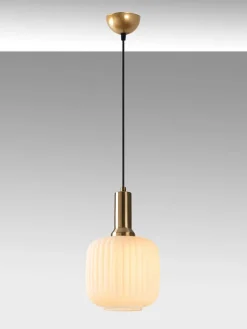 Opviq Decken- & Hängeleuchten<Hängeleuchte "Asker" in Weiß/ Gold - (H)118 x Ø 20 cm