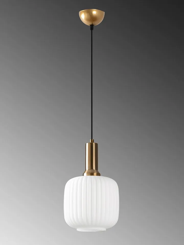 Opviq Decken- & Hängeleuchten<Hängeleuchte "Asker" in Weiß/ Gold - (H)118 x Ø 20 cm