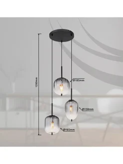 Globo lighting Decken- & Hängeleuchten<Hängeleuchte "Attila" in Schwarz - (H)120 x Ø 46 cm