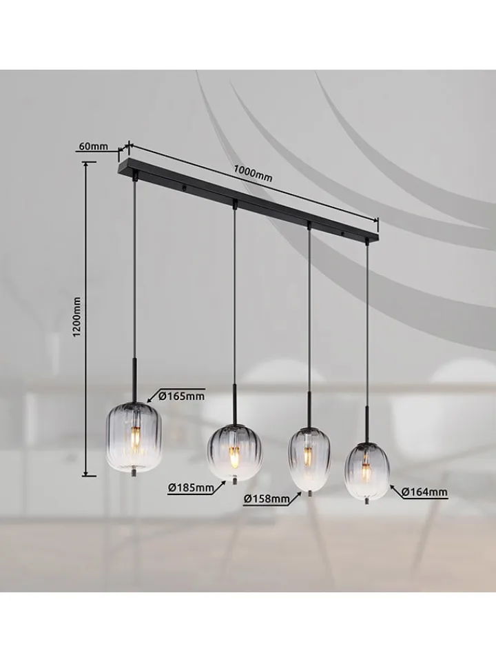Globo lighting Decken- & Hängeleuchten<Hängeleuchte "Attila" in Schwarz - (B)100 x (H)120 cm
