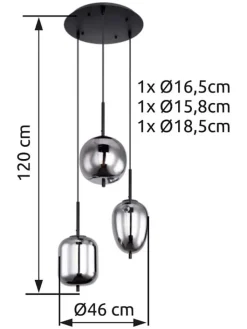 Globo lighting Decken- & Hängeleuchten<Hängeleuchte "Backy" in Grau - Ø 46 cm