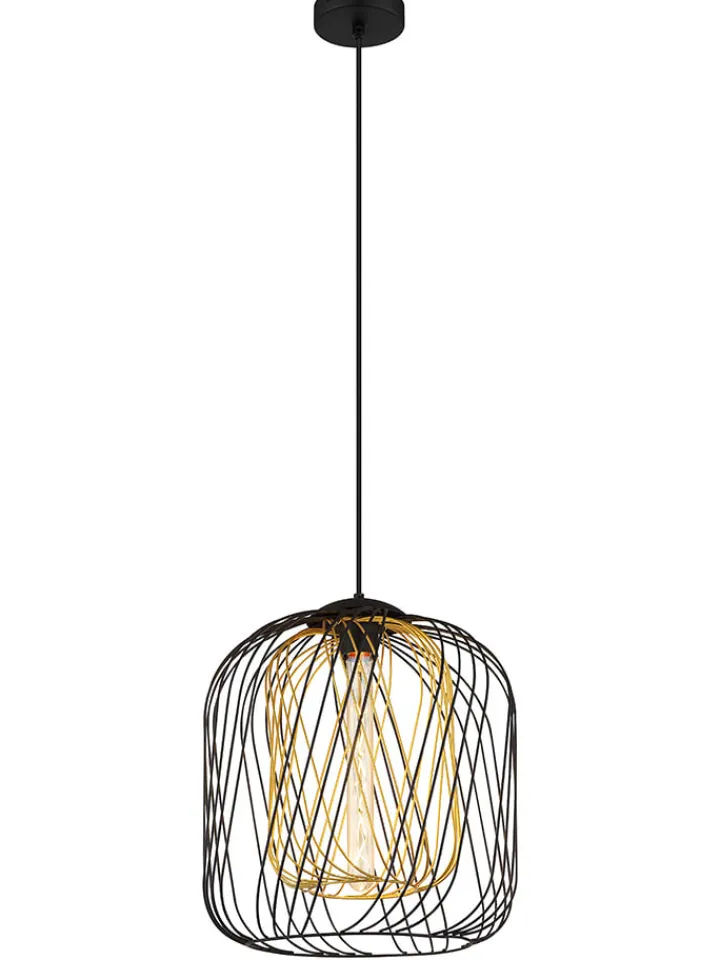 Globo lighting Decken- & Hängeleuchten<Hängeleuchte "Dichti" in Schwarz/ Gold - (H)150 x Ø 35 cm