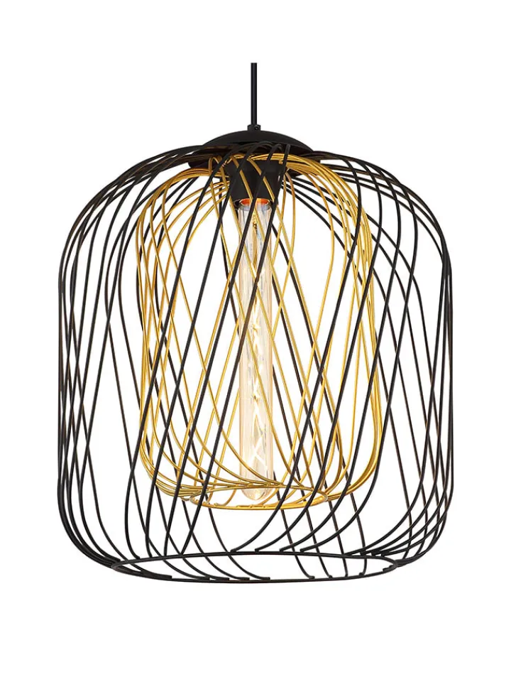 Globo lighting Decken- & Hängeleuchten<Hängeleuchte "Dichti" in Schwarz/ Gold - (H)150 x Ø 35 cm