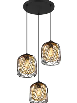Globo lighting Decken- & Hängeleuchten<Hängeleuchte "Dichti" in Schwarz/ Gold - (H)150 x Ø 39,4 cm