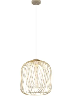 Globo lighting Decken- & Hängeleuchten<Hängeleuchte "Dichti" in Weiß/ Beige - (H)150 x Ø 35 cm