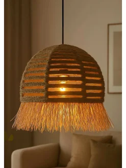 ABERTO DESIGN Decken- & Hängeleuchten<Hängeleuchte in Beige - (H)70 x Ø 30 cm