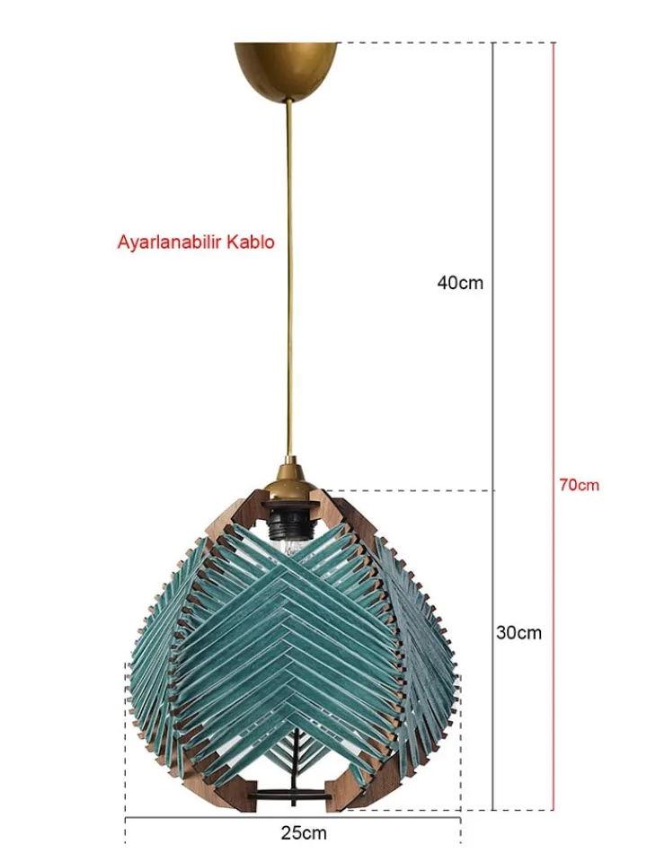 Opviq Decken- & Hängeleuchten<Hängeleuchte in Grün - (H)70 x Ø 25 cm