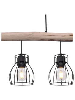 Globo lighting Decken- & Hängeleuchten<Hängeleuchte in Schwarz/ Hellbraun - (L)60 x (B)13,5 x (H)140 cm