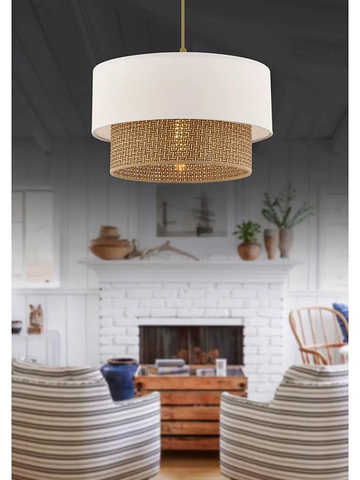 ABERTO DESIGN Decken- & Hängeleuchten<Hängeleuchte in Weiß/ Beige - (H)65 x Ø 30 cm