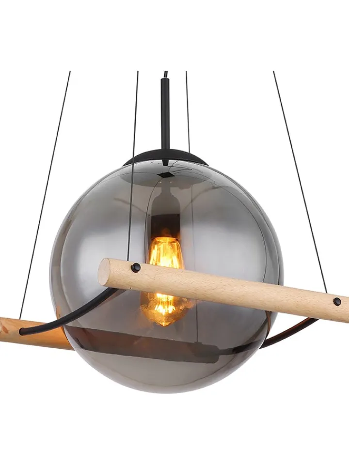 Globo lighting Decken- & Hängeleuchten<Hängeleuchte "Leona" in Schwarz/ Hellbraun - (L)33,5 x (B)35 x (H)120 cm