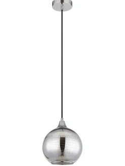 Globo lighting Decken- & Hängeleuchten<Hängeleuchte "Lourdes" in Schwarz/ Silber - (H)131 x Ø 25 cm