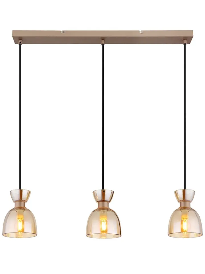 Globo lighting Decken- & Hängeleuchten<Hängeleuchte "Massey" in Hellbraun - (H)65 x (H)120 x (T)13 cm