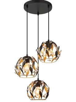 Globo lighting Decken- & Hängeleuchten<Hängeleuchte "Mika" in Gold/ Schwarz - (H)150 cm