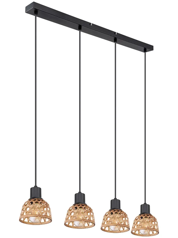 Globo lighting Decken- & Hängeleuchten<Hängeleuchte "Wenna" in Schwarz/ Hellbraun - (B)72 x (H)120 x (T)13 cm