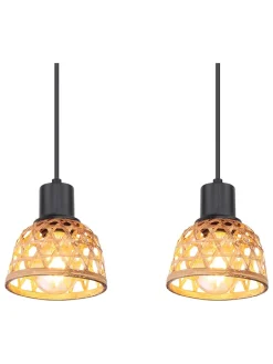 Globo lighting Decken- & Hängeleuchten<Hängeleuchte "Wenna" in Schwarz/ Hellbraun - (B)72 x (H)120 x (T)13 cm