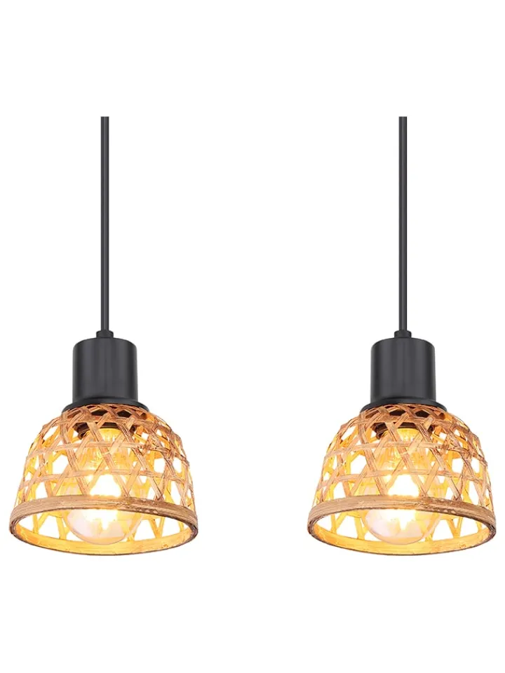 Globo lighting Decken- & Hängeleuchten<Hängeleuchte "Wenna" in Schwarz/ Hellbraun - (B)72 x (H)120 x (T)13 cm