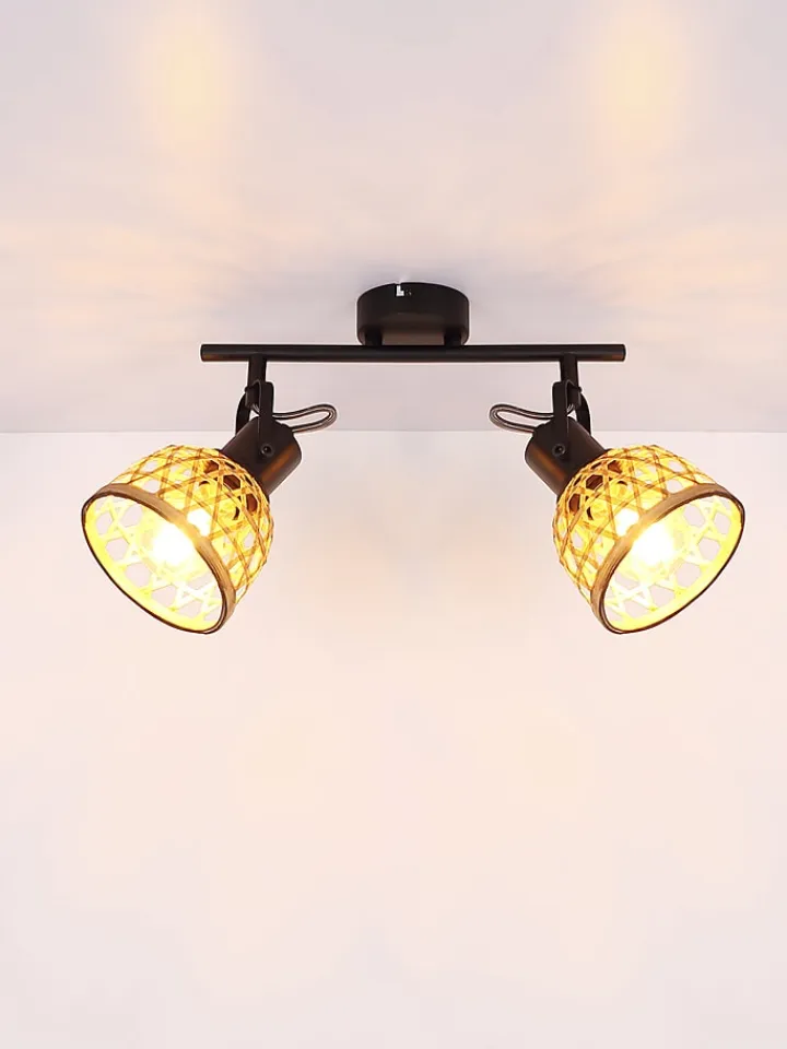 Globo lighting Decken- & Hängeleuchten<Hängeleuchte "Wenna" in Schwarz/ Hellbraun - (B)72 x (H)120 x (T)13 cm