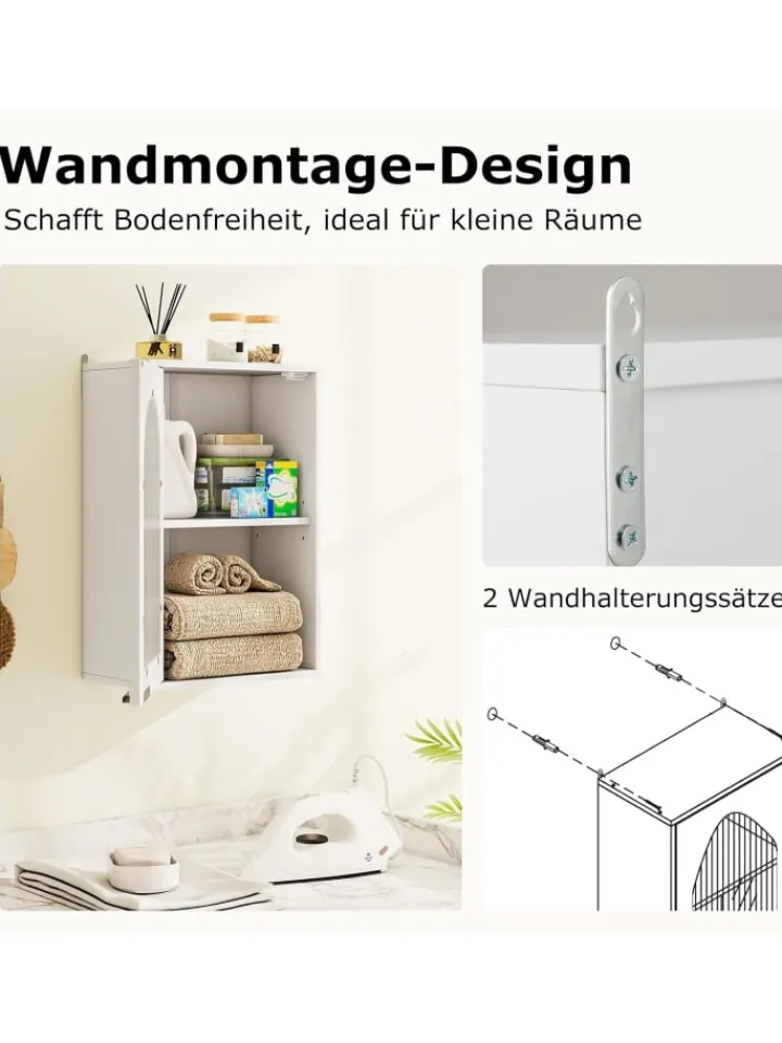 COSTWAY Badmöbel<Hängeschrank Bad in Weiß