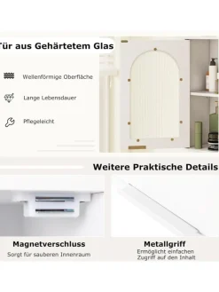 COSTWAY Badmöbel<Hängeschrank Bad in Weiß