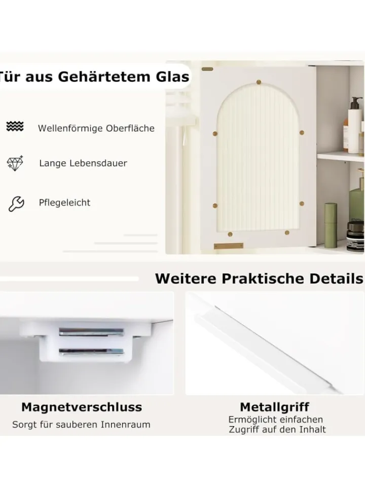 COSTWAY Badmöbel<Hängeschrank Bad in Weiß