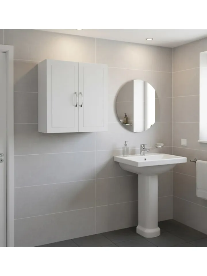 relaxdays Badmöbel|Badezimmermöbel<Hängeschrank in Weiß - (B)60 x (H)60 x (T)30 cm