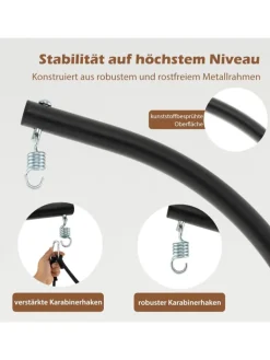 COSTWAY Gartenmöbel<Hängesessel mit Gestell & Aufhängegurt bis 150kg in Grau