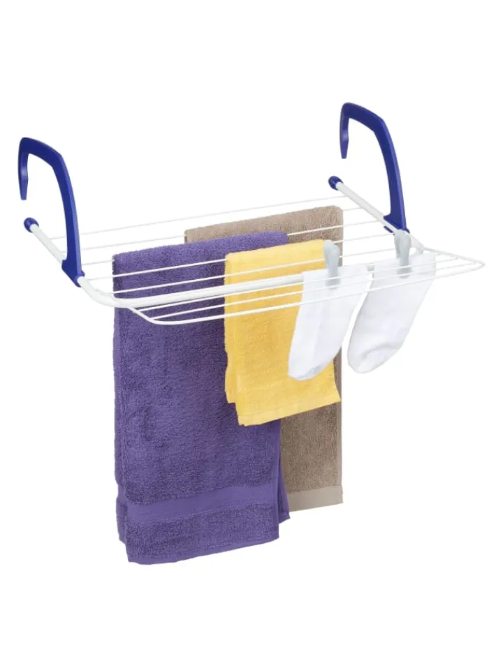 relaxdays Wäschekörbe & -Ständer<Hängetrockner in Weiß/ Blau - (B)51 x (H)15,5 x (T)73 cm
