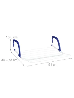relaxdays Wäschekörbe & -Ständer<Hängetrockner in Weiß/ Blau - (B)51 x (H)15,5 x (T)73 cm