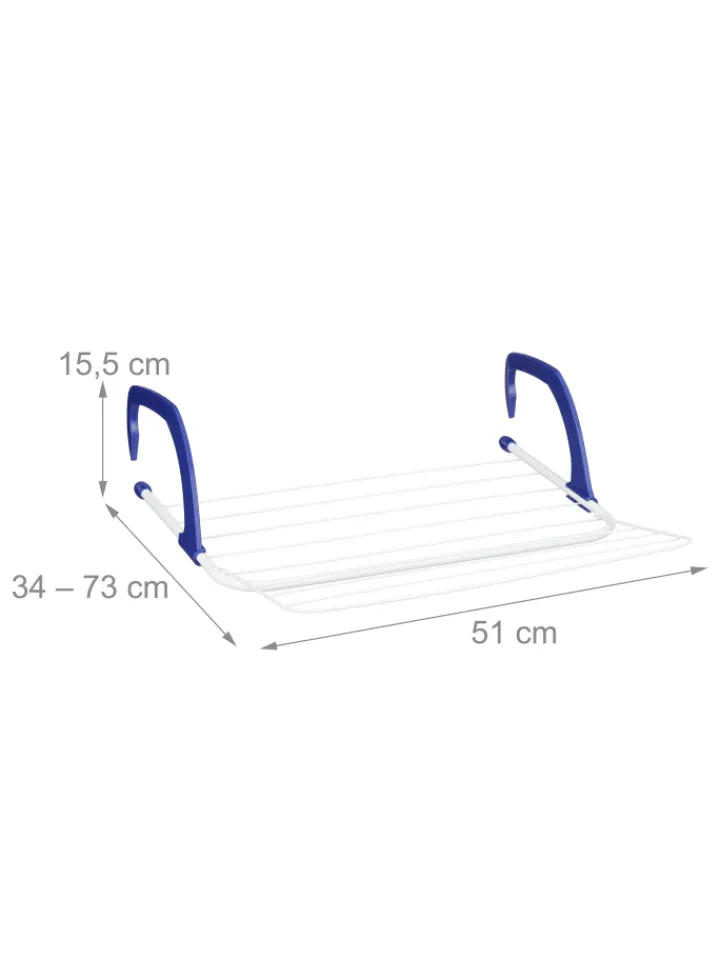 relaxdays Wäschekörbe & -Ständer<Hängetrockner in Weiß/ Blau - (B)51 x (H)15,5 x (T)73 cm