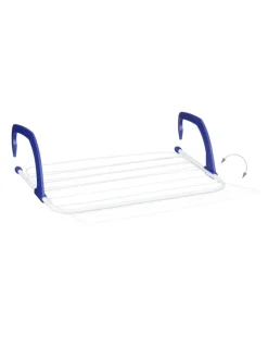 relaxdays Wäschekörbe & -Ständer<Hängetrockner in Weiß/ Blau - (B)51 x (H)15,5 x (T)73 cm