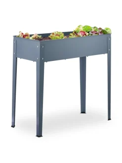 relaxdays Pflanzen & Zubehör<Hochbeet in Grau - (B)86 x (H)80 x (T)40,5 cm