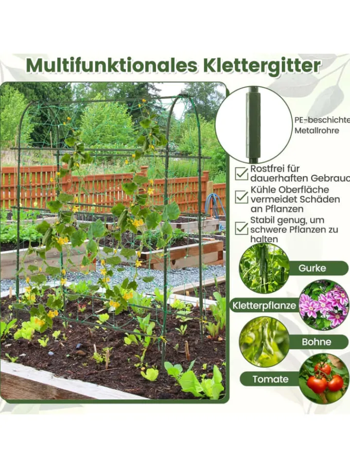 COSTWAY Pflanzen & Zubehör<Hochbeet mit Rankgitter 76x37x189cm in Schwarz