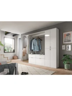 xonox.home Garderoben<Hochschrank (B/H/T: 61x193x34 cm) in weiß und weiß Hochglanz