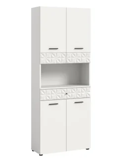 xonox.home Badezimmermöbel<Hochschrank breit in weiß Melamin/weiß Melamin - (B) 70 x (H) 187 x (T) 34