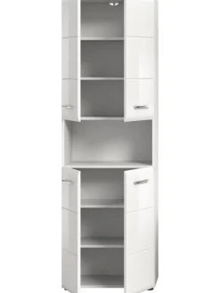 xonox.home Badmöbel|Badezimmermöbel<Hochschrank breit in Weiß/Weiß Hochglanz - (B) 60 x (H) 185 x (T) 30
